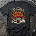Moto Guzzi Rigtige Kvinder Kører – Roser og Flammer T-Shirt – Sort