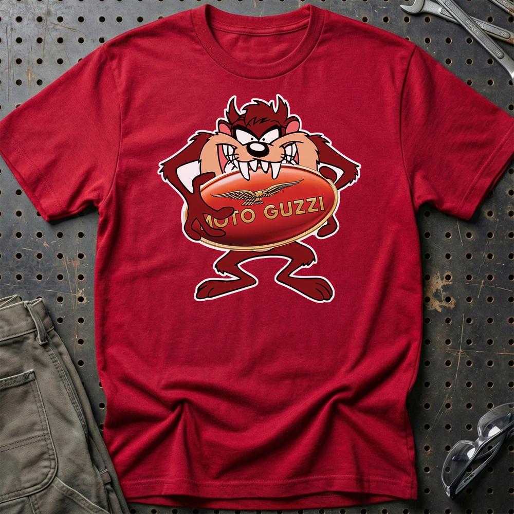Moto Guzzi TAZ Unisex T-Shirt , Bomuld-Beklædning-Moto Guzzi-Rød-S-Garage Culture Shop- garage - man cave - merchandise
