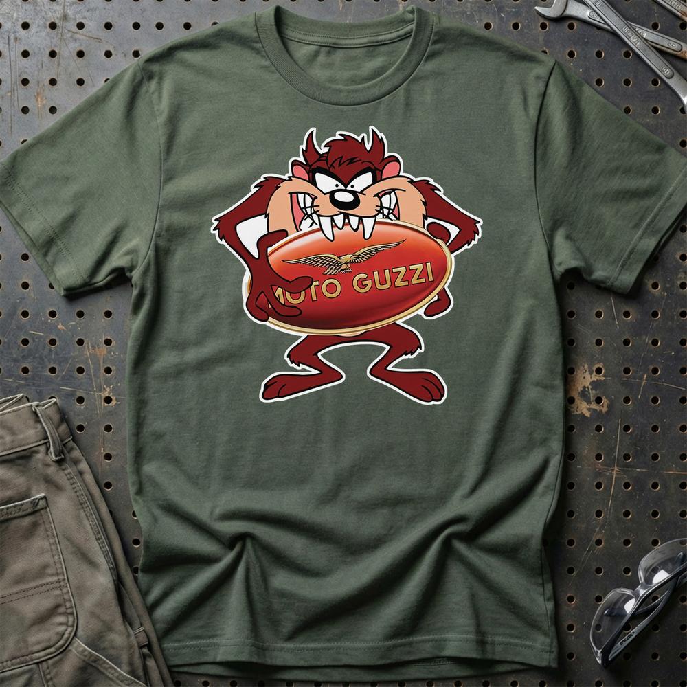 Moto Guzzi TAZ Unisex T-Shirt , Bomuld-Beklædning-Moto Guzzi-Grøn Militær-S-Garage Culture Shop- garage - man cave - merchandise