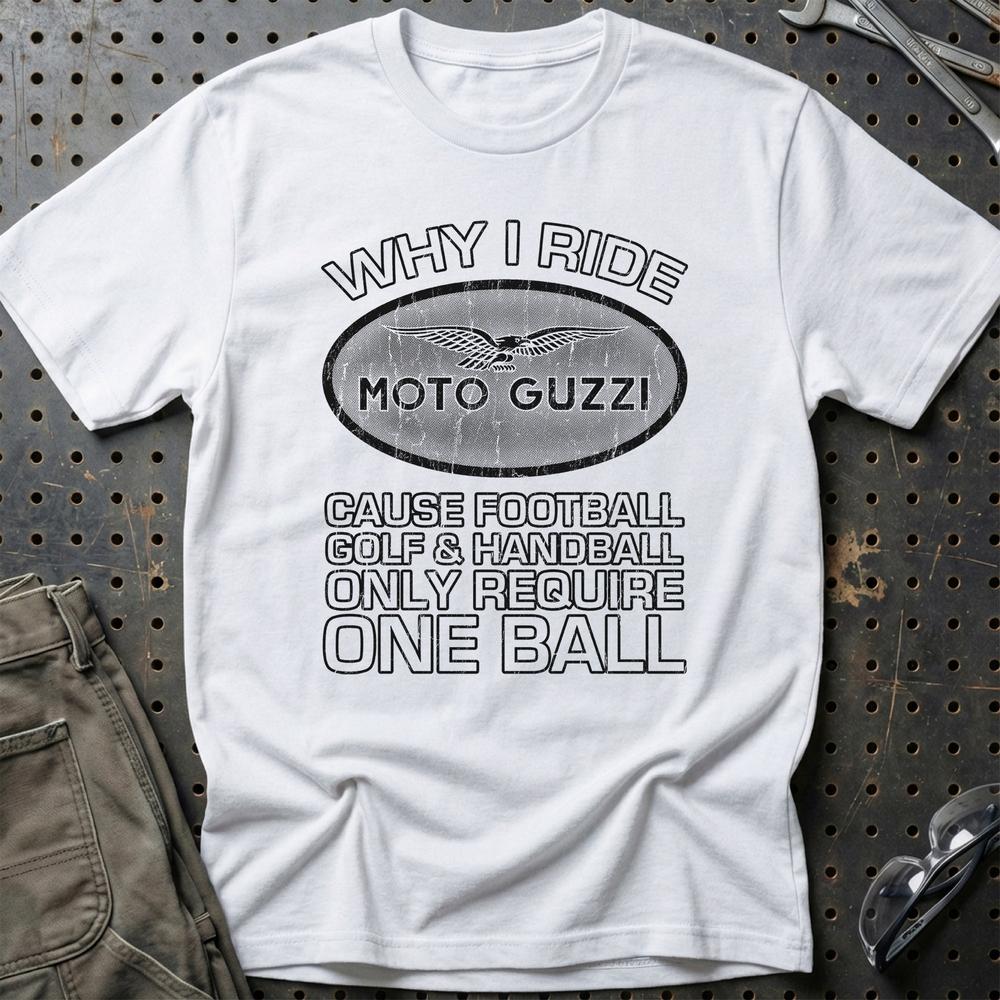 Moto Guzzi - Why I Drive Moto Guzzi T-Shirt-Beklædning-Moto Guzzi-Hvid-S-Garage Culture Shop- garage - man cave - merchandise