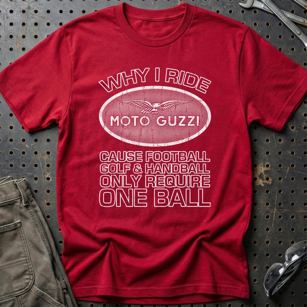 Moto Guzzi - Why I Drive Moto Guzzi T-Shirt-Beklædning-Moto Guzzi-Rød-S-Garage Culture Shop- garage - man cave - merchandise