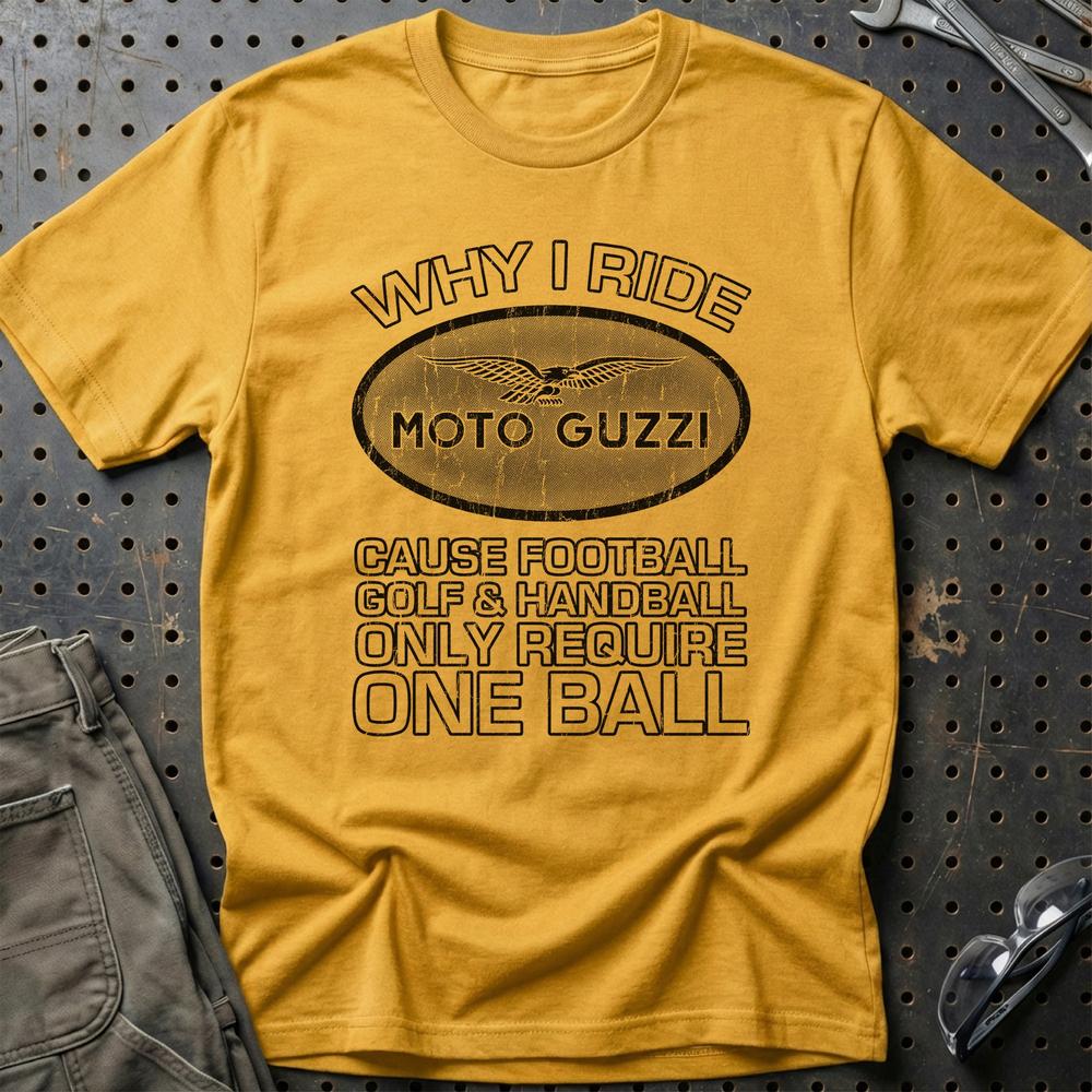Moto Guzzi - Why I Drive Moto Guzzi T-Shirt-Beklædning-Moto Guzzi-Guld-S-Garage Culture Shop- garage - man cave - merchandise