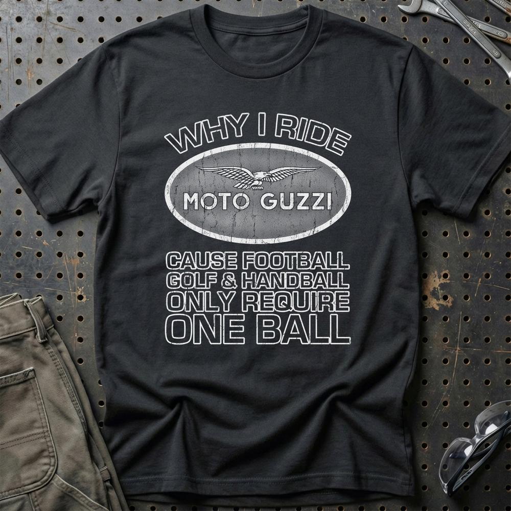 Moto Guzzi - Why I Drive Moto Guzzi T-Shirt-Beklædning-Moto Guzzi-Sort-S-Garage Culture Shop- garage - man cave - merchandise