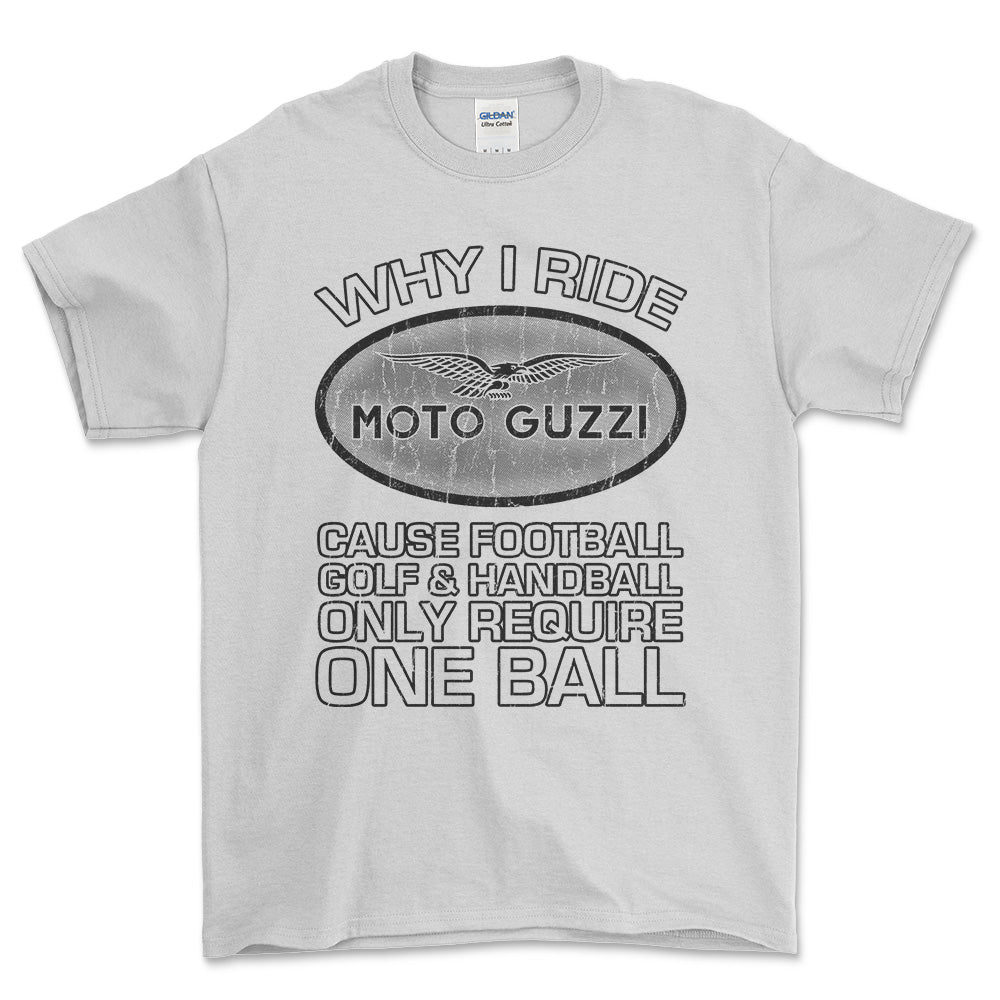 Moto Guzzi - Why I Drive Moto Guzzi Unisex T-Shirt , Bomuld-Beklædning-Moto Guzzi-Hvid-S-Garage Culture Shop- garage - man cave - merchandise