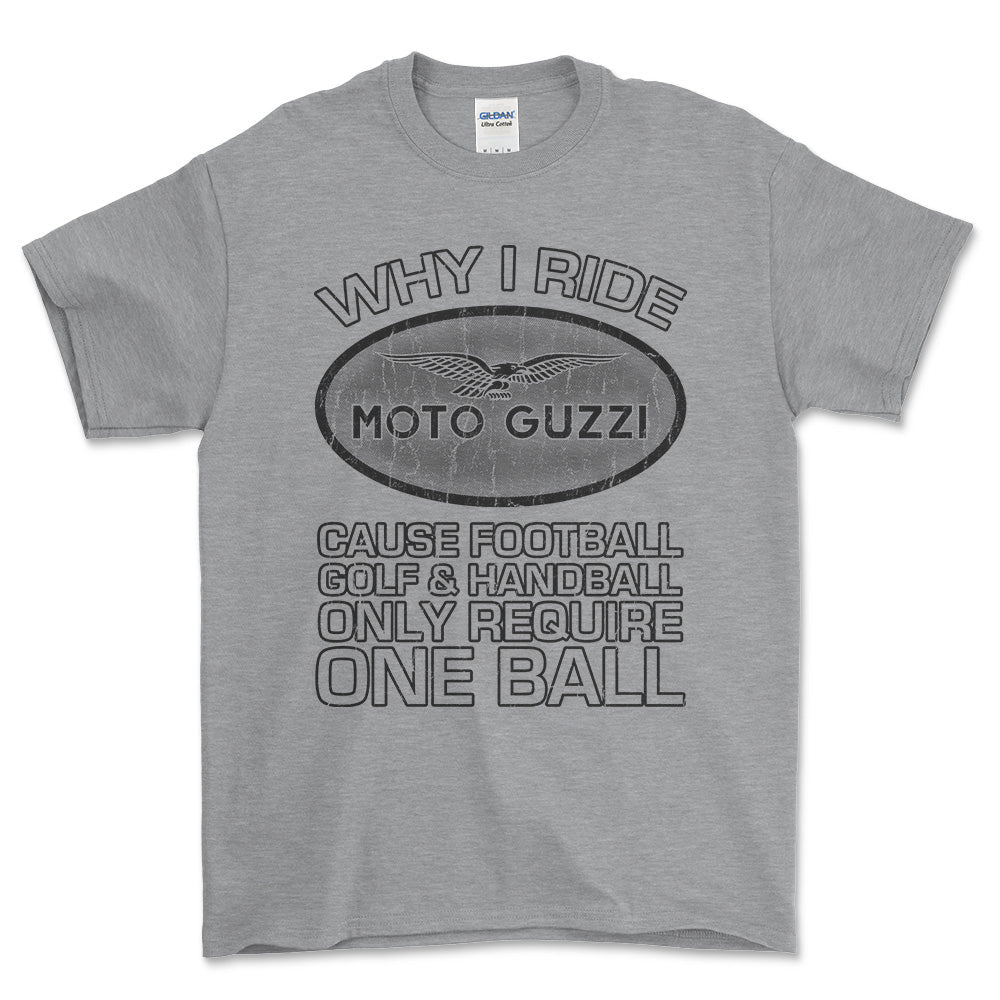 Moto Guzzi - Why I Drive Moto Guzzi Unisex T-Shirt , Bomuld-Beklædning-Moto Guzzi-Grå Sport-S-Garage Culture Shop- garage - man cave - merchandise