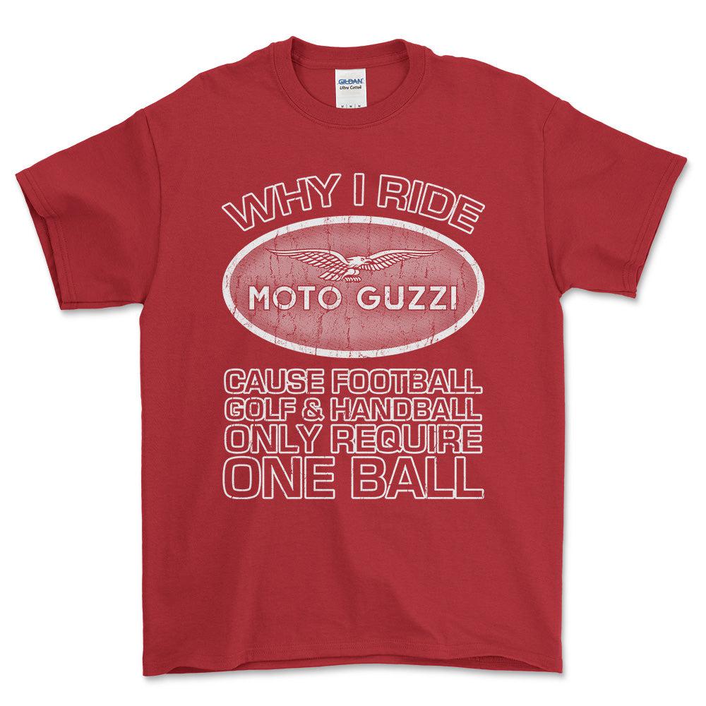 Moto Guzzi - Why I Drive Moto Guzzi Unisex T-Shirt , Bomuld-Beklædning-Moto Guzzi-Rød-S-Garage Culture Shop- garage - man cave - merchandise