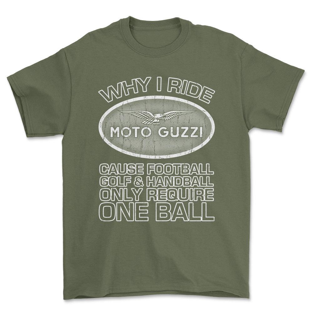 Moto Guzzi - Why I Drive Moto Guzzi Unisex T-Shirt , Bomuld-Beklædning-Moto Guzzi-Grøn Militær-S-Garage Culture Shop- garage - man cave - merchandise