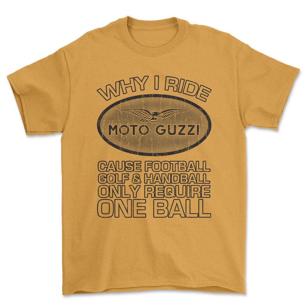 Moto Guzzi - Why I Drive Moto Guzzi Unisex T-Shirt , Bomuld-Beklædning-Moto Guzzi-Guld-S-Garage Culture Shop- garage - man cave - merchandise