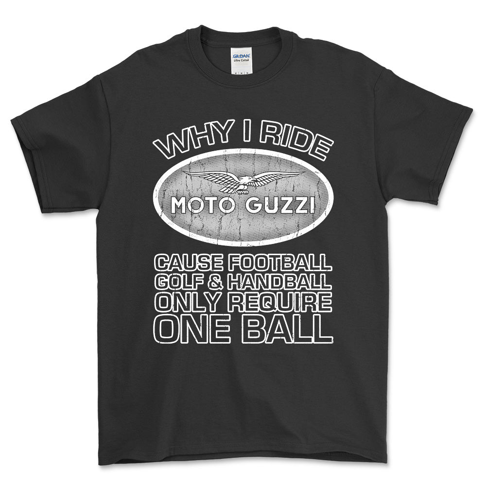 Moto Guzzi - Why I Drive Moto Guzzi Unisex T-Shirt , Bomuld-Beklædning-Moto Guzzi-Sort-S-Garage Culture Shop- garage - man cave - merchandise