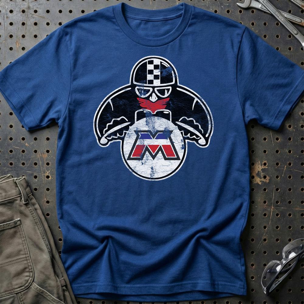Motobecane Biker Vintage Style T-Shirt-Beklædning-Motobecane-Blå Royal-S-Garage Culture Shop- garage - man cave - merchandise