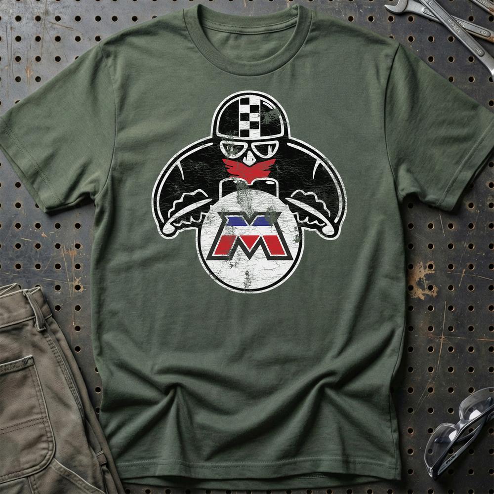 Motobecane Biker Vintage Style T-Shirt-Beklædning-Motobecane-Grøn Militær-S-Garage Culture Shop- garage - man cave - merchandise