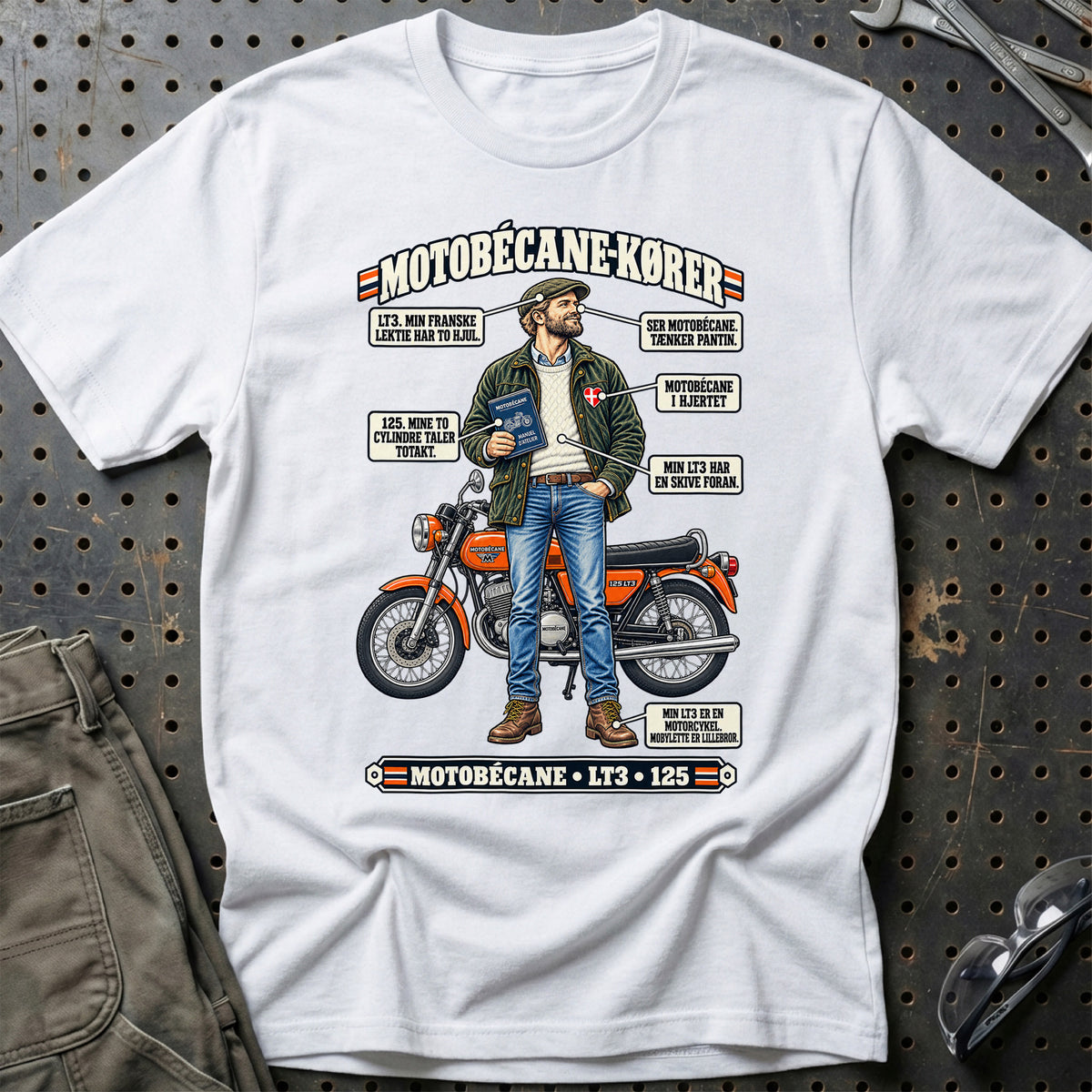 
Motobécane-Kører T-Shirt – Hvid