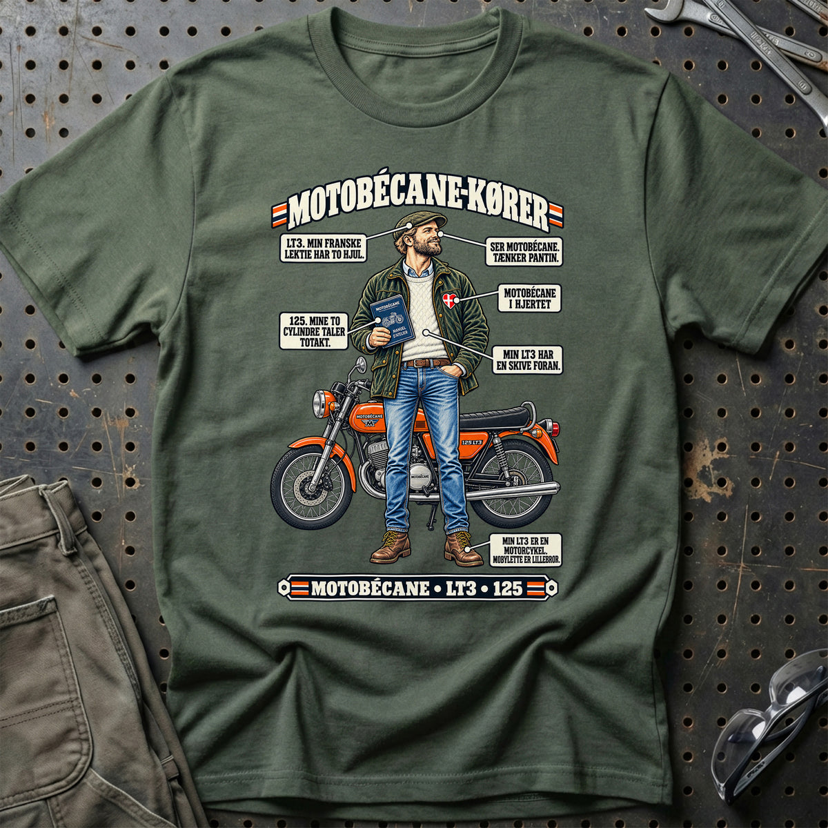 
Motobécane-Kører T-Shirt – Grøn Militær