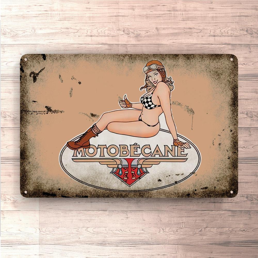 Motobecane Pin-Up Vintage Skilte, Musemåtte, Dørmåtte-Skilte-Motobecane-Garage Culture Shop- garage - man cave - merchandise