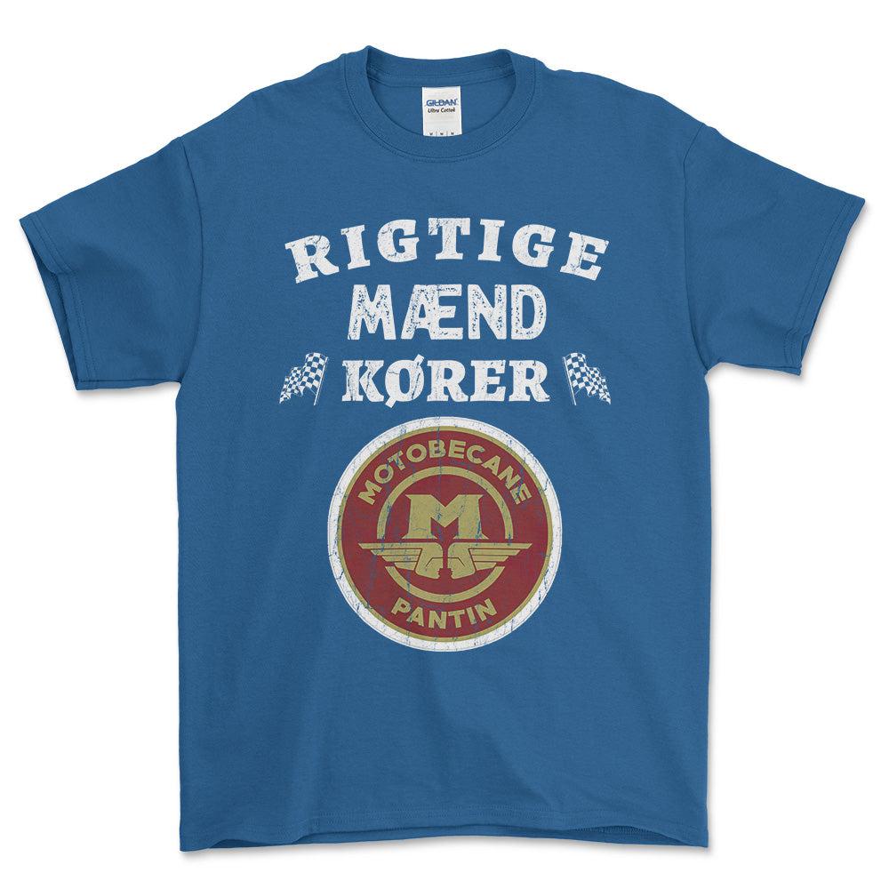 Motobecane Rigtige Mænd Kører - Unisex T-Shirt , Bomuld-Beklædning-Motobecane-Blå Royal-S-Forside-Garage Culture Shop- garage - man cave - merchandise