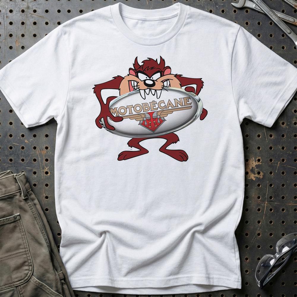 Motobecane TAZ Unisex T-Shirt , Bomuld-Beklædning-Motobecane-Hvid-S-Garage Culture Shop- garage - man cave - merchandise