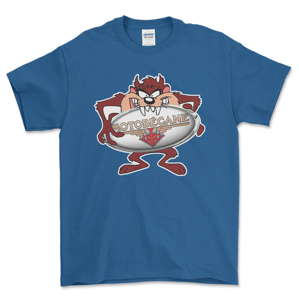 Motobecane TAZ Unisex T-Shirt , Bomuld-Beklædning-Motobecane-Blå Royal-S-Forside-Garage Culture Shop- garage - man cave - merchandise