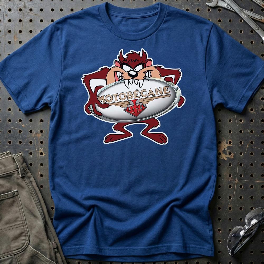 Motobecane TAZ Unisex T-Shirt , Bomuld-Beklædning-Motobecane-Blå Royal-S-Garage Culture Shop- garage - man cave - merchandise