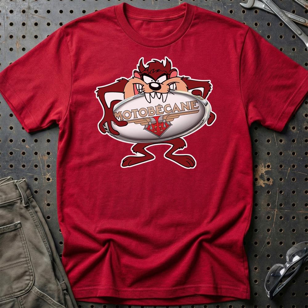 Motobecane TAZ Unisex T-Shirt , Bomuld-Beklædning-Motobecane-Rød-S-Garage Culture Shop- garage - man cave - merchandise