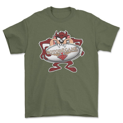 Motobecane TAZ Unisex T-Shirt , Bomuld-Beklædning-Motobecane-Grøn Militær-S-Forside-Garage Culture Shop- garage - man cave - merchandise