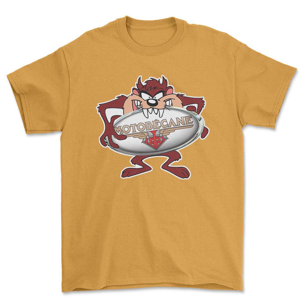 Motobecane TAZ Unisex T-Shirt , Bomuld-Beklædning-Motobecane-Guld-S-Forside-Garage Culture Shop- garage - man cave - merchandise