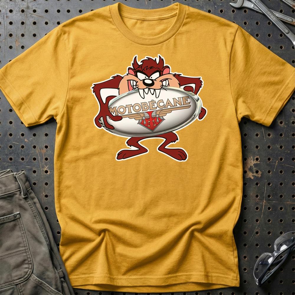 Motobecane TAZ Unisex T-Shirt , Bomuld-Beklædning-Motobecane-Guld-S-Garage Culture Shop- garage - man cave - merchandise