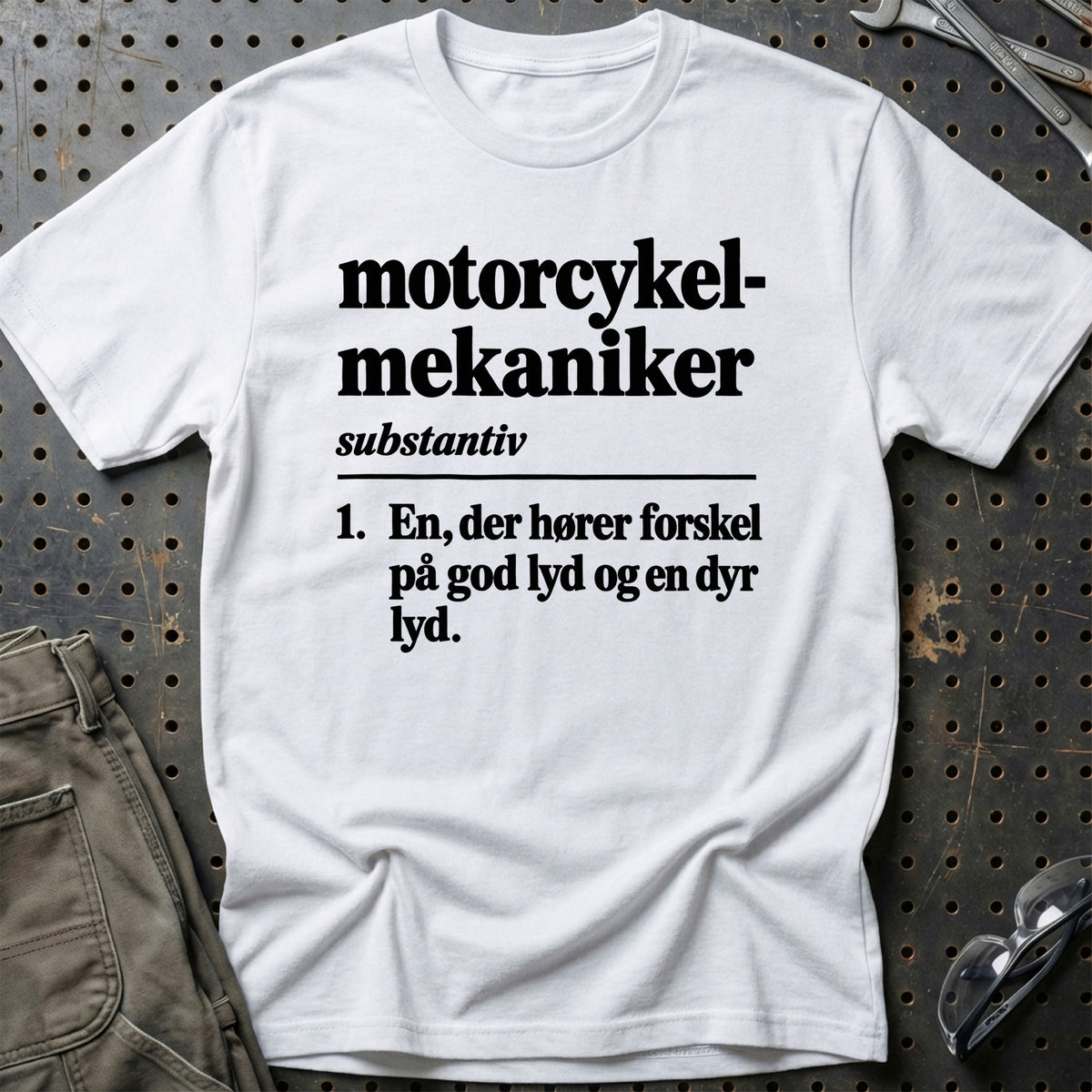 
Motorcykelmekaniker – Definition T-Shirt – Hvid