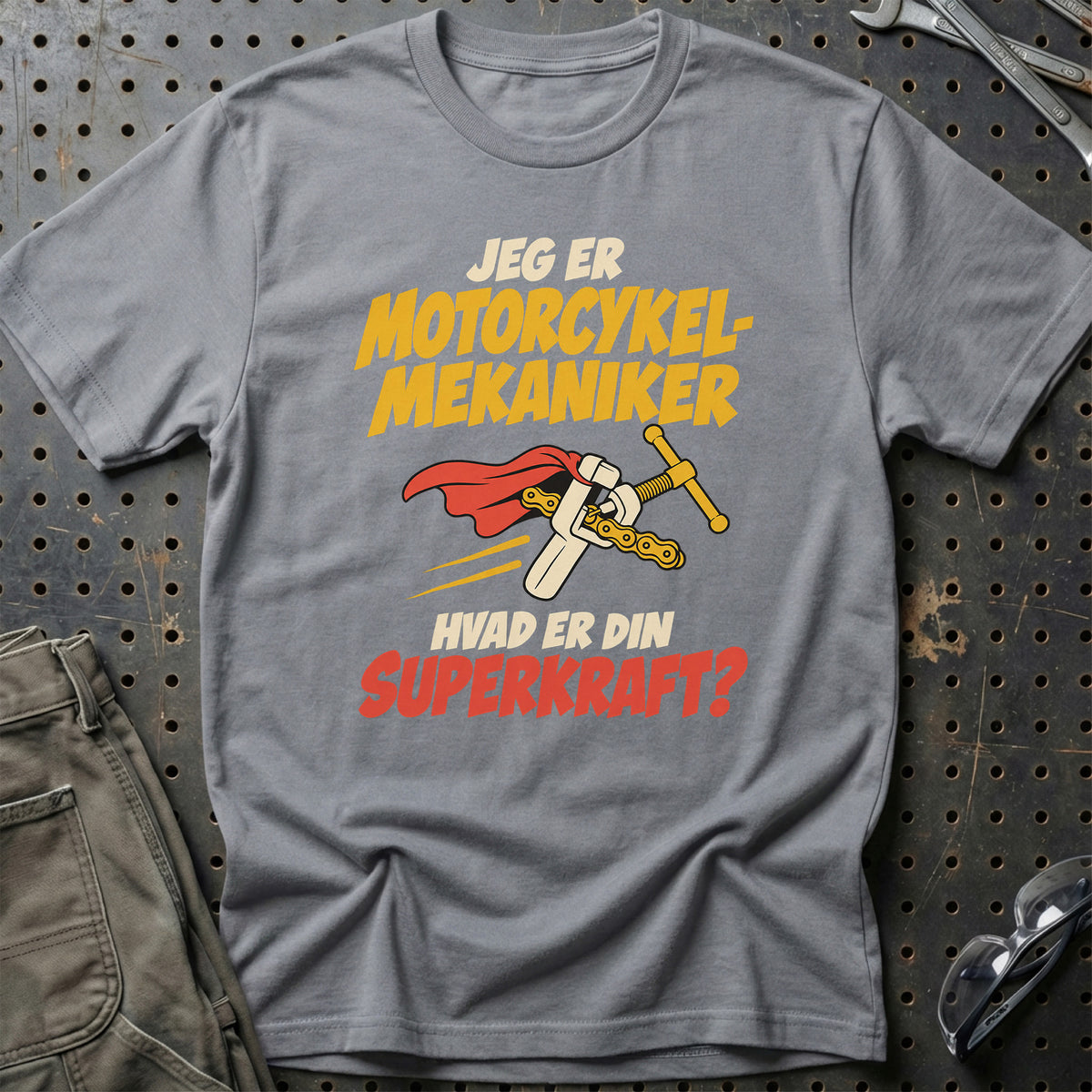 
Motorcykelmekaniker – Hvad er din superkraft? – Unisex T-Shirt – Grå Sport