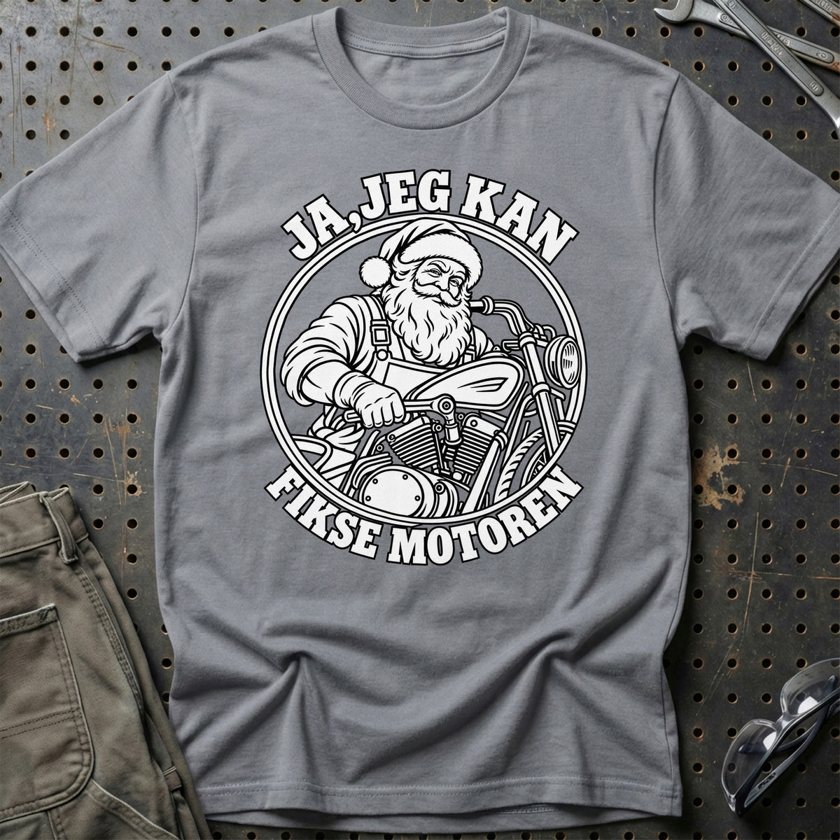 
Motorcykelmekaniker – Santa Kan Det – Jul T-Shirt – Grå Sport