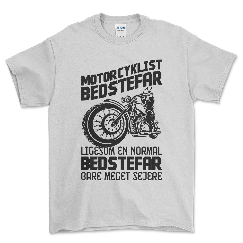 Motorcyklist Bedstefar Ligesom En Normal Bedstefar Bare Meget Sejere Unisex T-Shirt , Bomuld-Beklædning-Motorcyklist-Hvid-S-Forside-Garage Culture Shop- garage - man cave - merchandise
