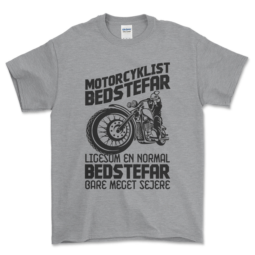 Motorcyklist Bedstefar Ligesom En Normal Bedstefar Bare Meget Sejere Unisex T-Shirt , Bomuld-Beklædning-Motorcyklist-Grå Sport-S-Forside-Garage Culture Shop- garage - man cave - merchandise