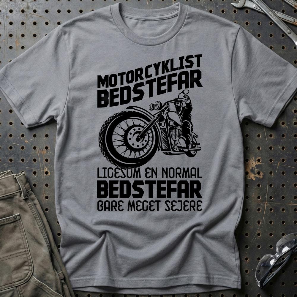 Motorcyklist Bedstefar Ligesom En Normal Bedstefar Bare Meget Sejere Unisex T-Shirt , Bomuld-Beklædning-Motorcyklist-Grå Sport-S-Garage Culture Shop- garage - man cave - merchandise