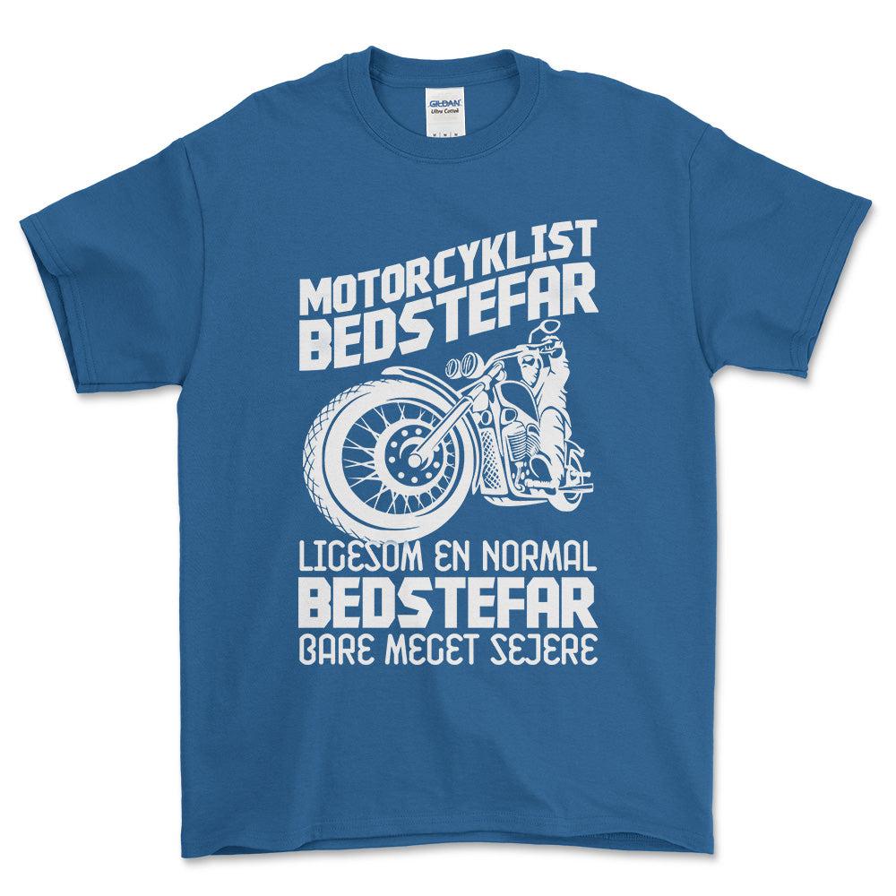 Motorcyklist Bedstefar Ligesom En Normal Bedstefar Bare Meget Sejere Unisex T-Shirt , Bomuld-Beklædning-Motorcyklist-Blå Royal-S-Forside-Garage Culture Shop- garage - man cave - merchandise