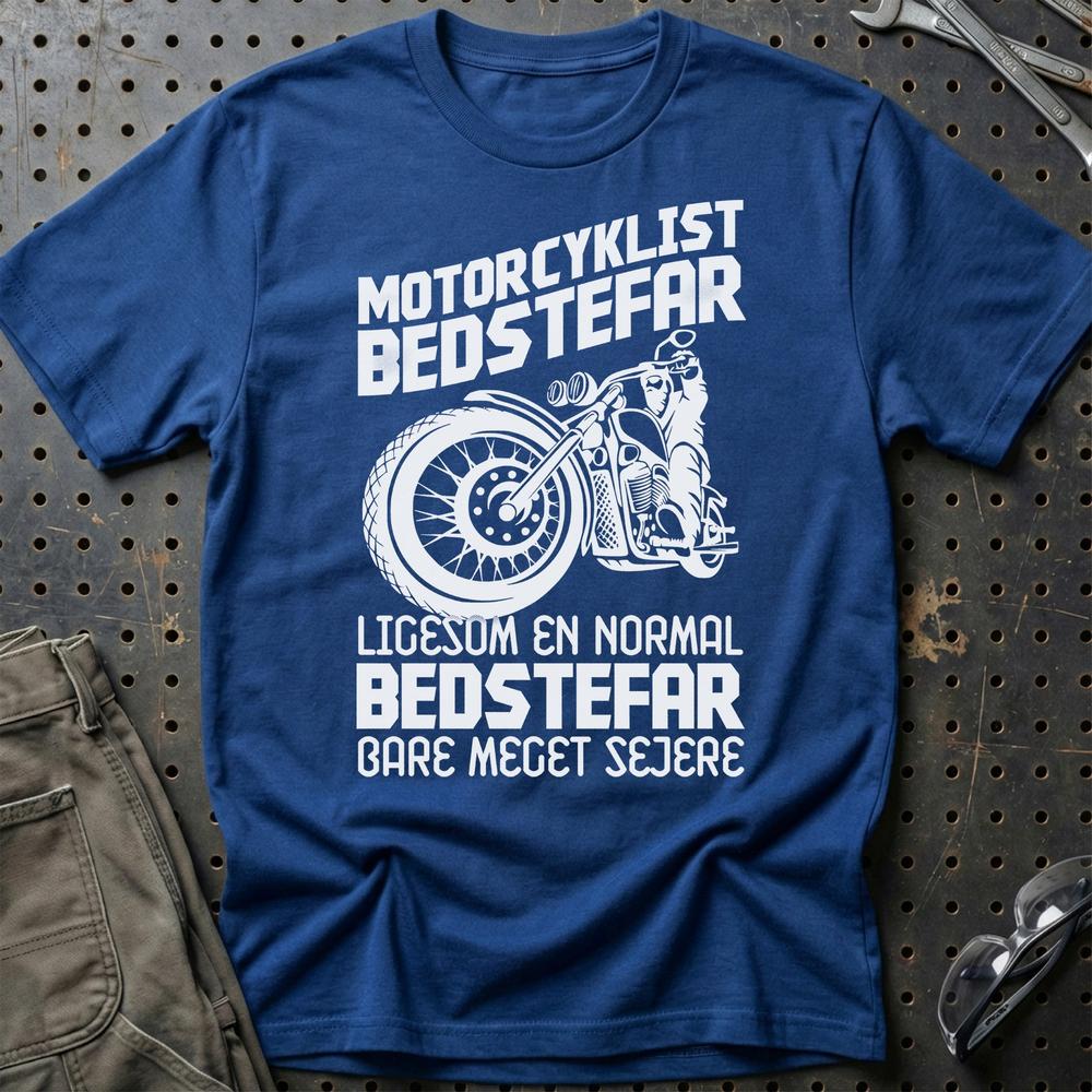 Motorcyklist Bedstefar Ligesom En Normal Bedstefar Bare Meget Sejere Unisex T-Shirt , Bomuld-Beklædning-Motorcyklist-Blå Royal-S-Garage Culture Shop- garage - man cave - merchandise
