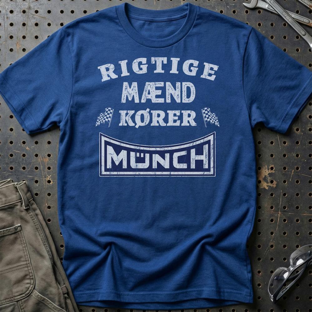 Munch Rigtige Mænd Kører T-Shirt-Beklædning-Munch-Blå Royal-S-Garage Culture Shop- garage - man cave - merchandise
