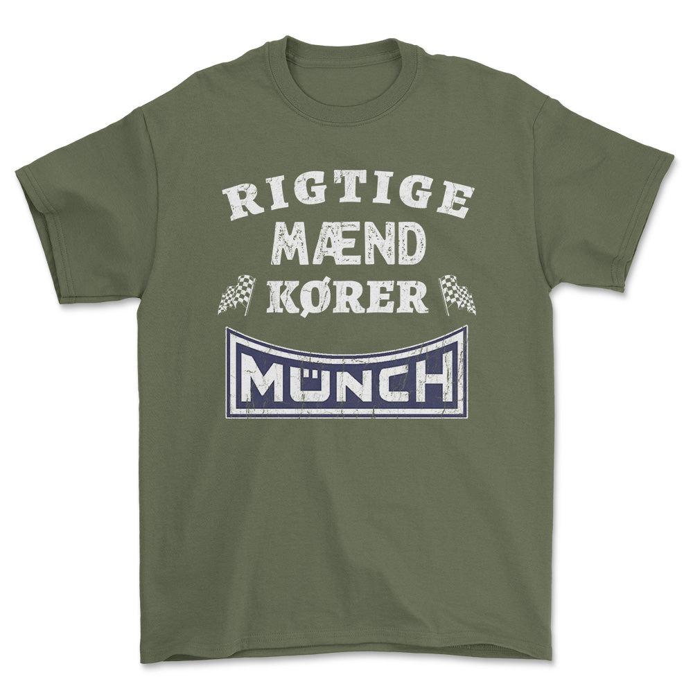 Munch Rigtige Mænd Kører - Unisex T-Shirt , Bomuld-Beklædning-Munch-Grøn Militær-S-Forside-Garage Culture Shop- garage - man cave - merchandise
