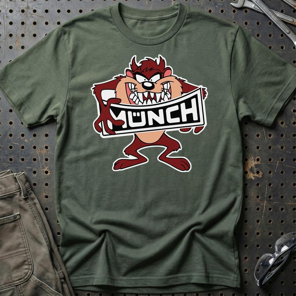 Munch TAZ Unisex T-Shirt , Bomuld-Beklædning-Munch-Grøn Militær-S-Garage Culture Shop- garage - man cave - merchandise