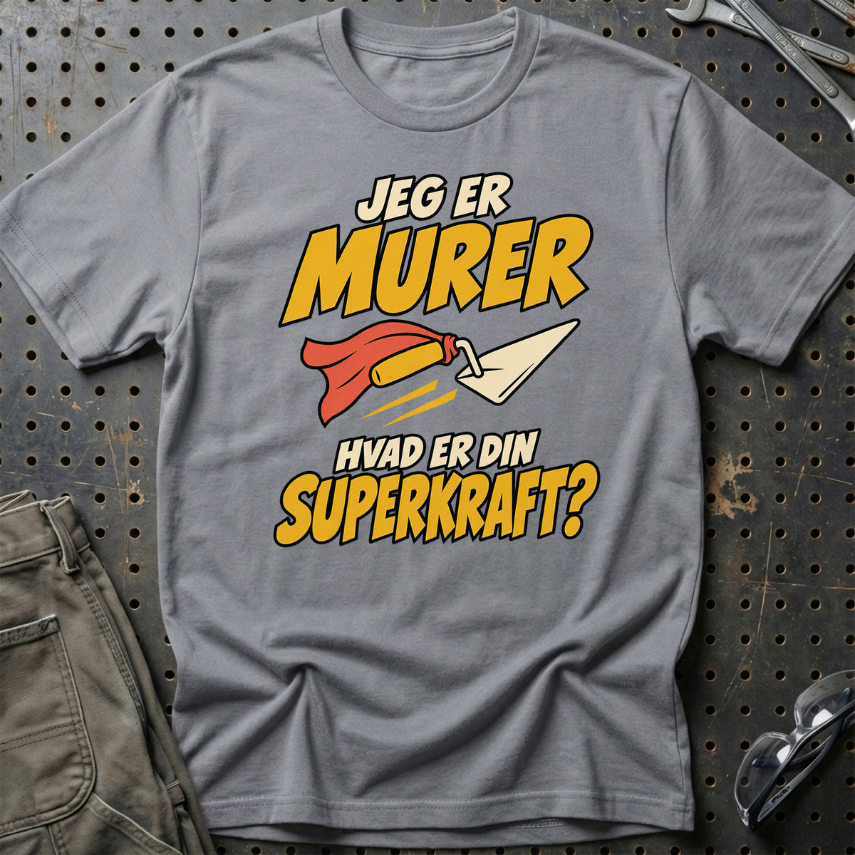 
Murer – Hvad er din superkraft? – Unisex T-Shirt – Grå Sport