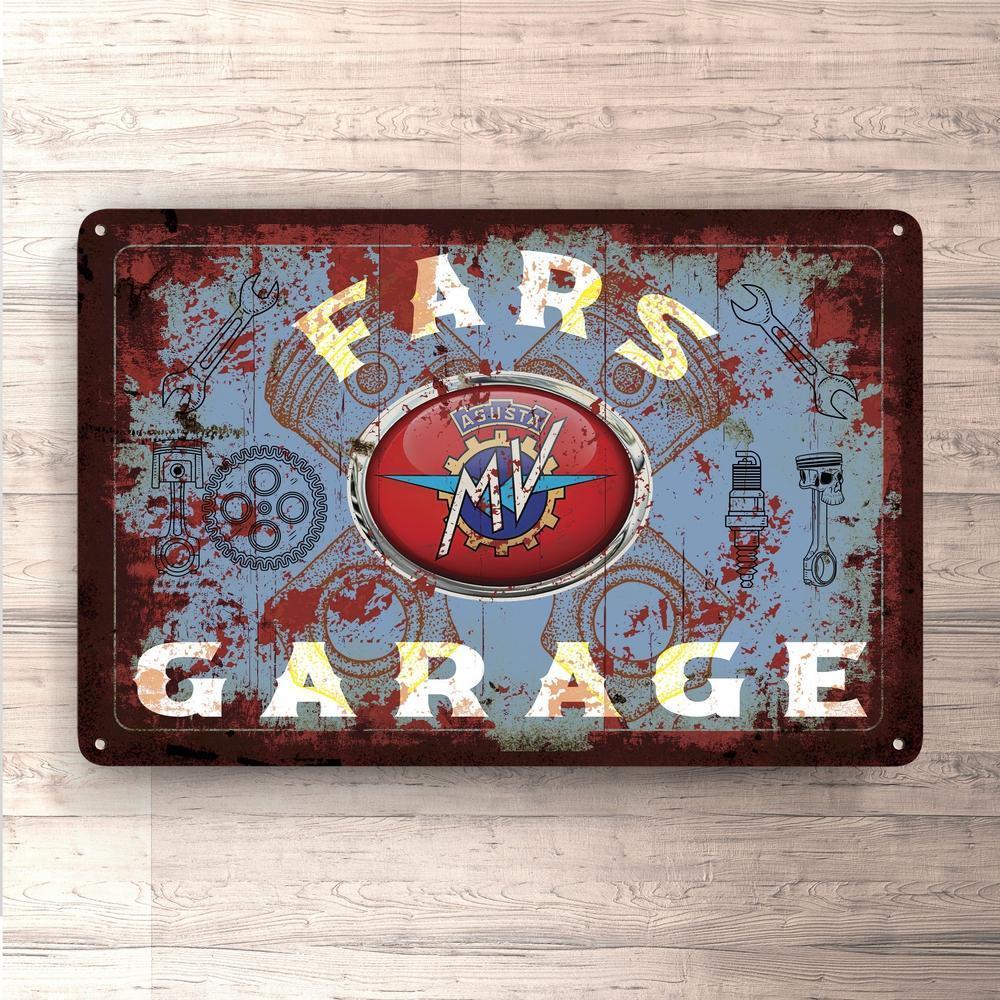 Mv Agusta Fars Garage Vintage Skilte, Musemåtte, Dørmåtte-Skilte-MV Agusta-Garage Culture Shop- garage - man cave - merchandise