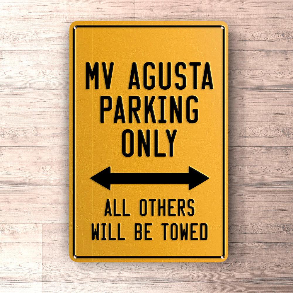 Mv Agusta Parking Only Skilte, Musemåtte, Dørmåtte-Parking skilte-MV Agusta-Garage Culture Shop- garage - man cave - merchandise