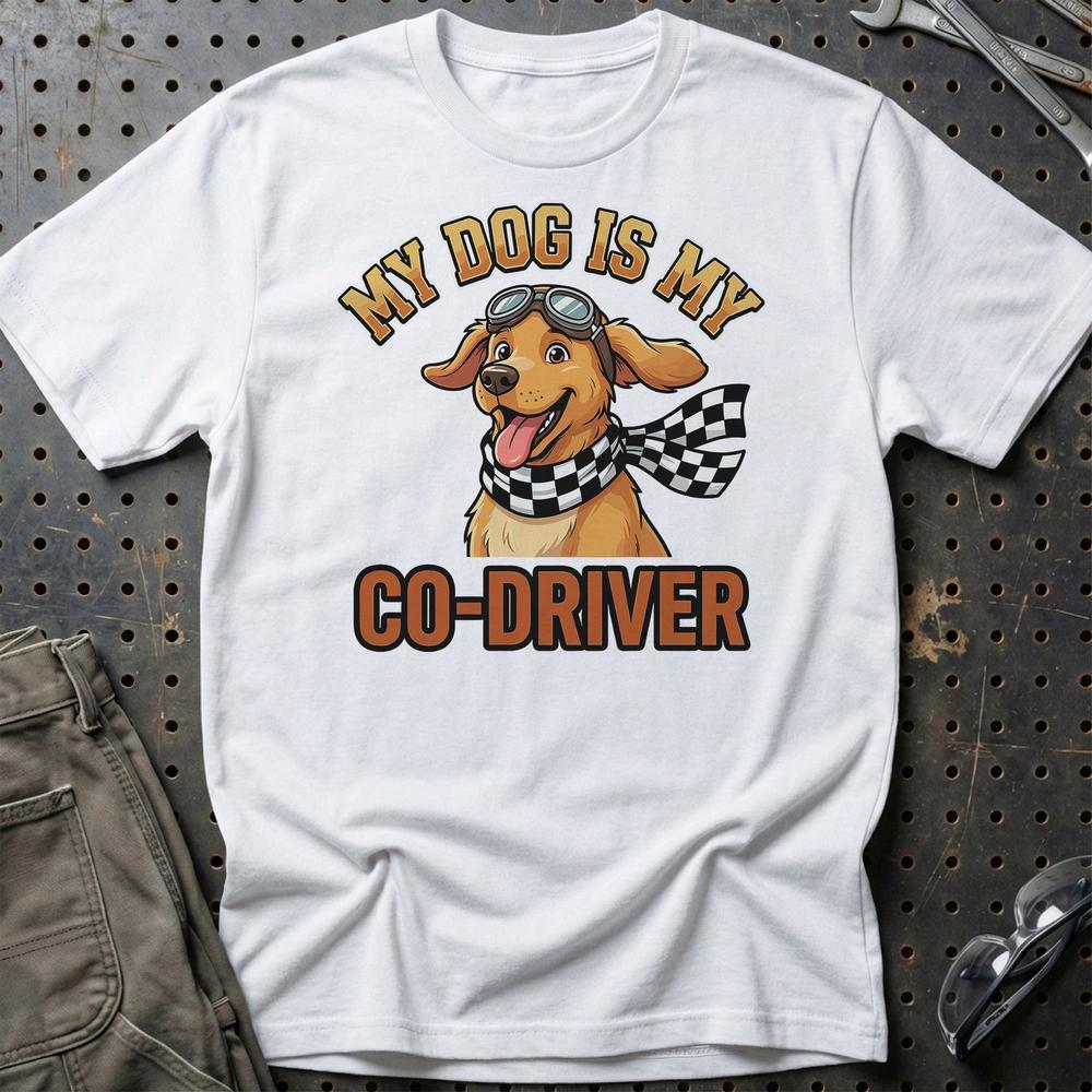 My Dog Is My Co-Driver T-Shirt-Beklædning-Garage Culture-Hvid-S-Garage Culture Shop- garage - man cave - merchandise