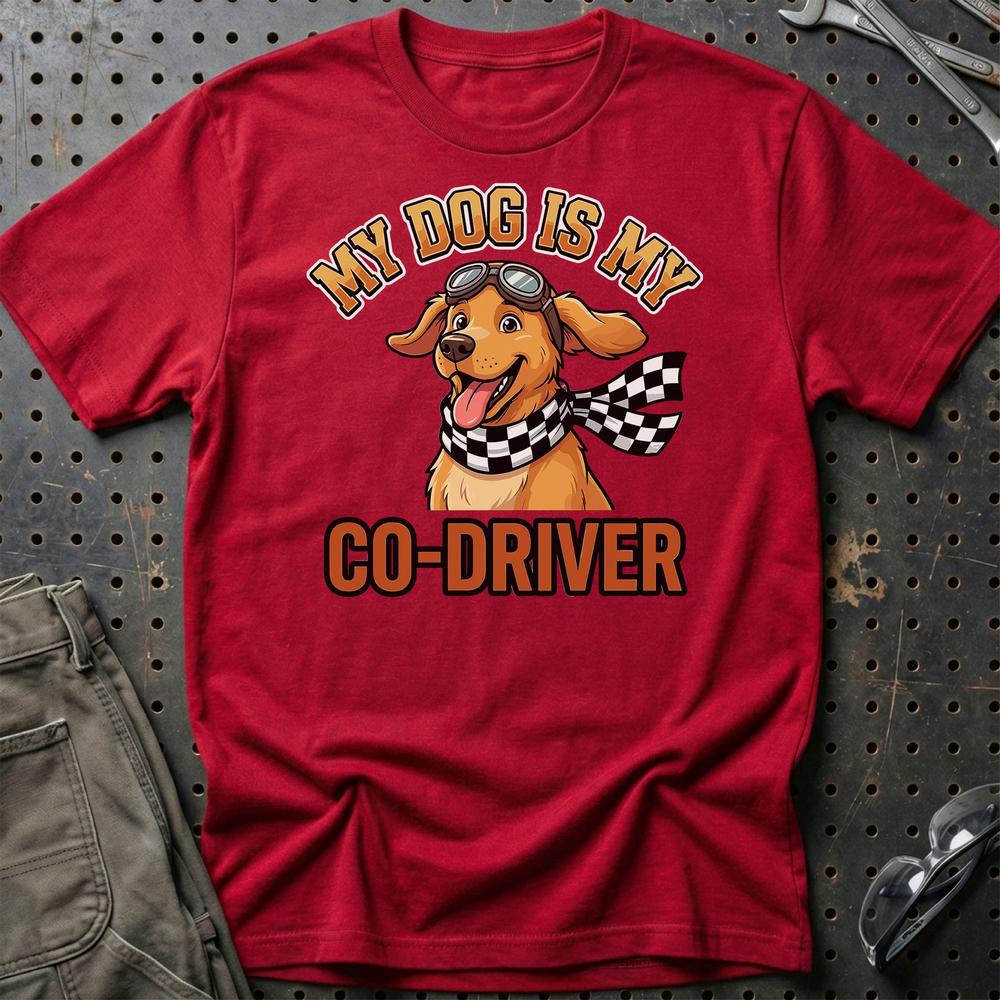 My Dog Is My Co-Driver T-Shirt-Beklædning-Garage Culture-Rød-S-Garage Culture Shop- garage - man cave - merchandise