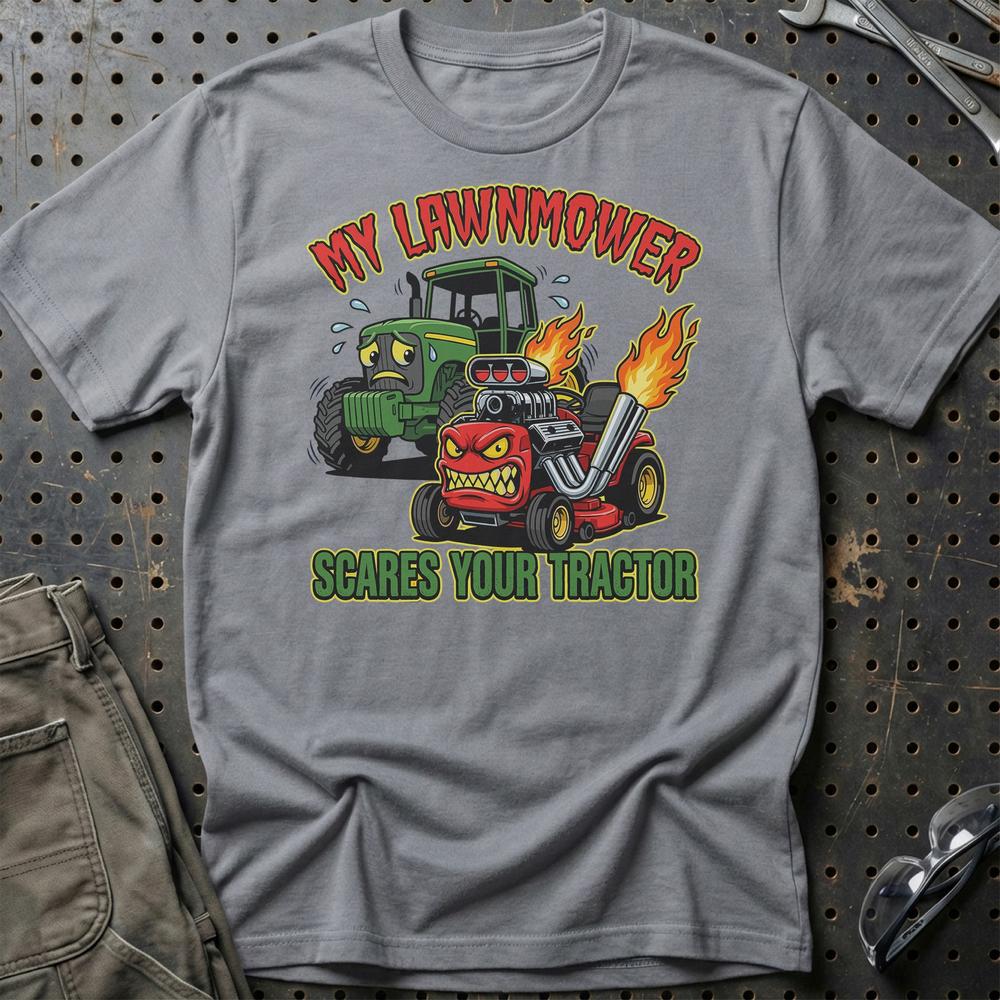 My Lawnmower Scares Your Tractor Tractor Pulling - Unisex T-Shirt , Bomuld-Beklædning-Garage Culture-Grå Sport-S-Garage Culture Shop- garage - man cave - merchandise