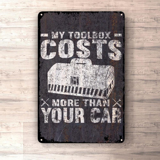 My Toolbox Costs More Than Your Car Skilte, Musemåtte, Dørmåtte , Plakat-Skilte-Funny Garage-Garage Culture Shop- garage - man cave - merchandise