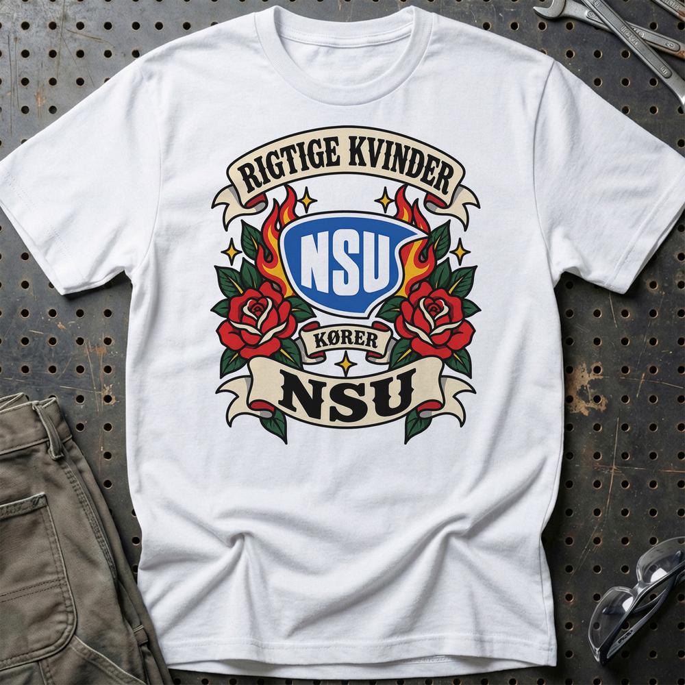 
Produktbillede af NSU Rigtige Kvinder Kører – Roser og Flammer T-Shirt