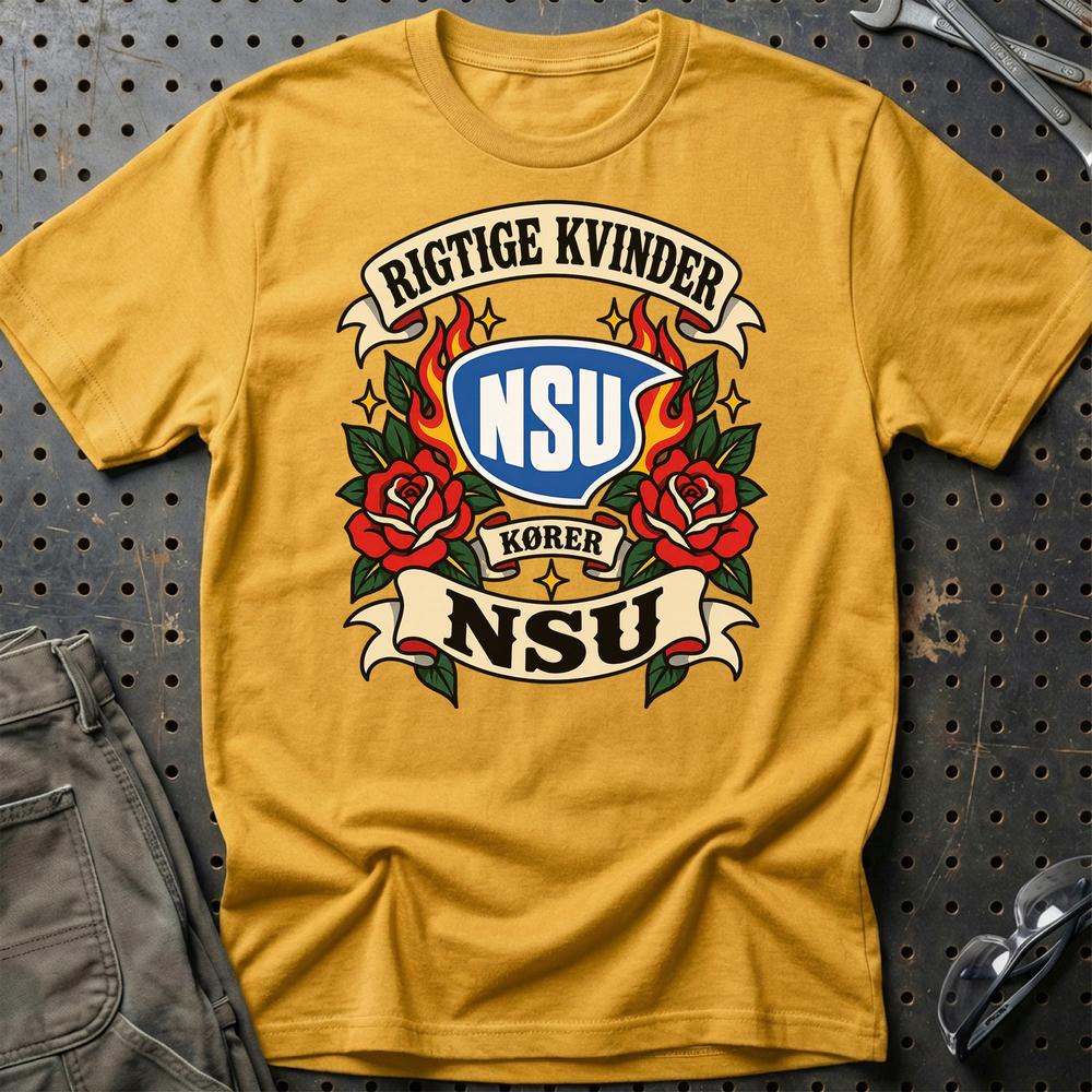 
Produktbillede af NSU Rigtige Kvinder Kører – Roser og Flammer T-Shirt