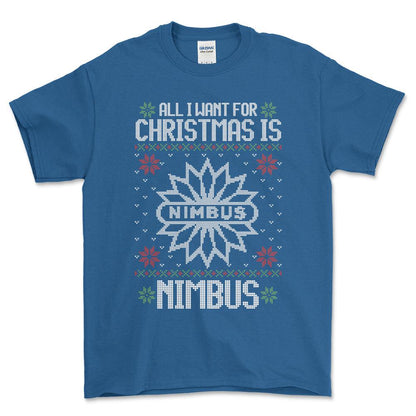 Nimbus - All I Want For Christmas - Unisex T-Shirt , Bomuld-Beklædning-Nimbus-Blå Royal-S-Forside-Garage Culture Shop- garage - man cave - merchandise