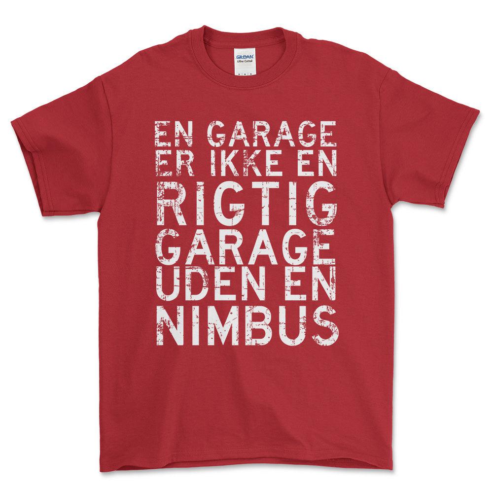 Nimbus En Garage Er Ikke En Rigtig Garage Uden En Nimbus Unisex T-Shirt , Bomuld-Beklædning-Nimbus-Rød-S-Forside-Garage Culture Shop- garage - man cave - merchandise