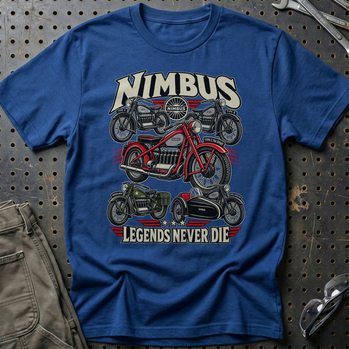 Nimbus Legends Never Die T-Shirt-Beklædning-Nimbus-Blå Royal-S-Garage Culture Shop- garage - man cave - merchandise