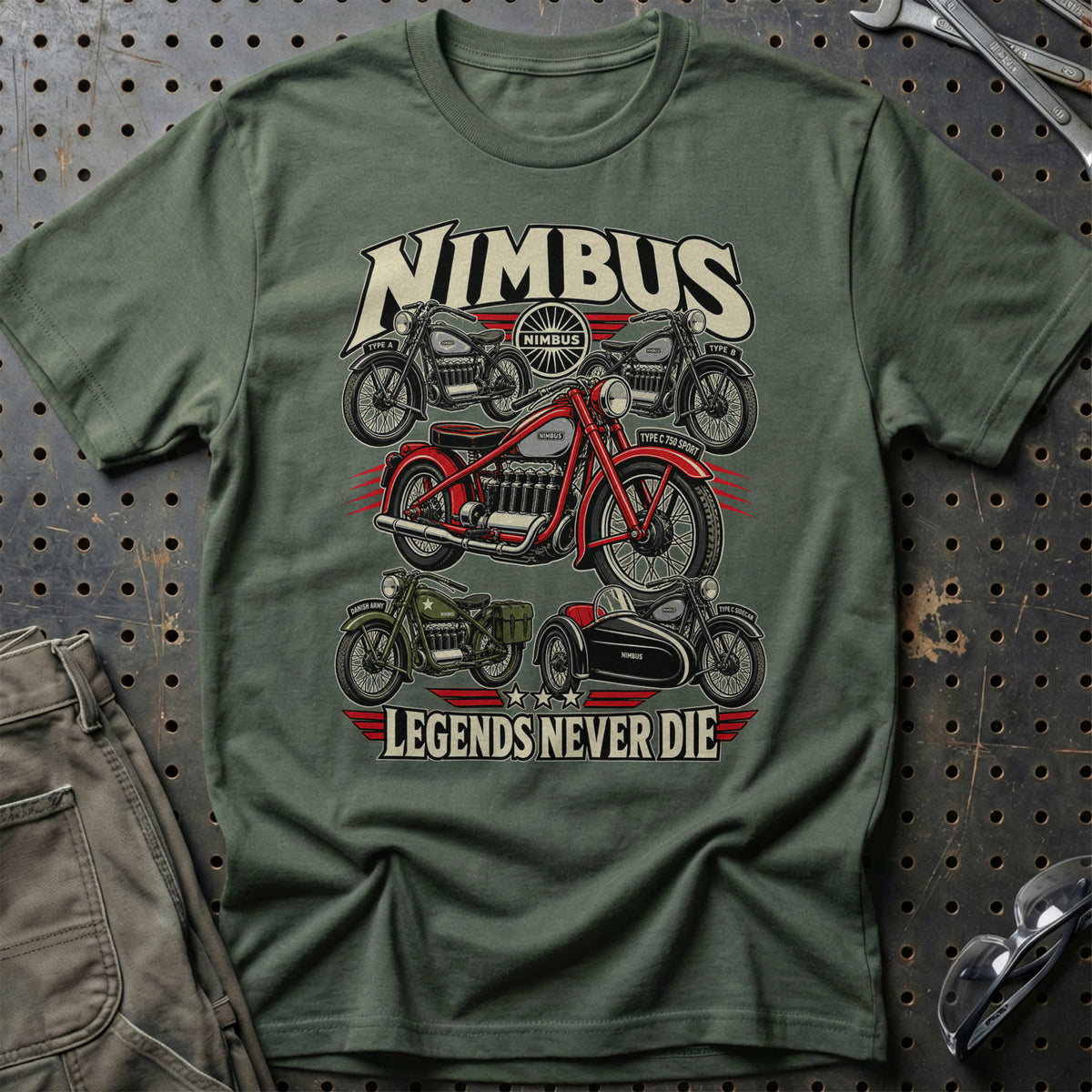 Nimbus Legends Never Die T-Shirt-Beklædning-Nimbus-Grøn Militær-S-Garage Culture Shop- garage - man cave - merchandise